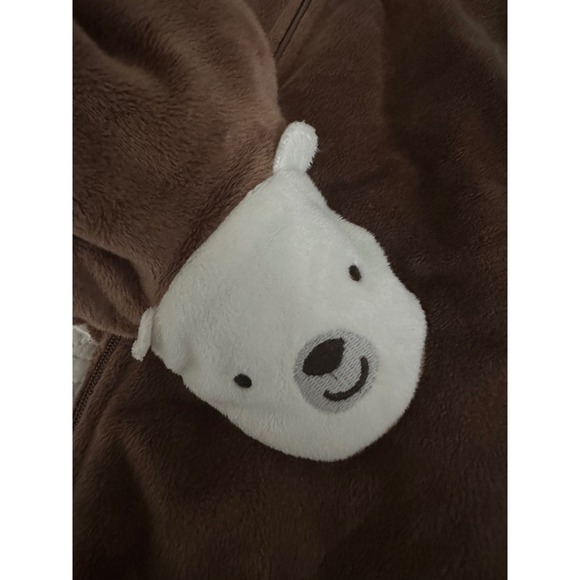 Carter's Polar Bear Brown Winter Body Size 9 Months Fleece Footed Mitten - Picture 3 of 6